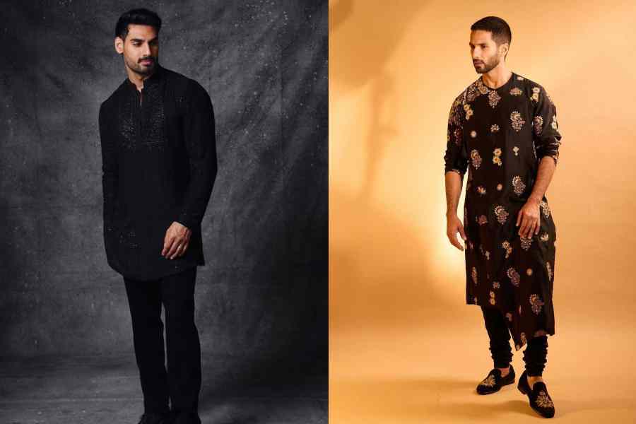 মেন ইন ব্ল্যাক: কালো রঙের কুর্তার সঙ্গে কালো ট্রাউজার আপনাকে করে তুলবে নজরকাড়া। সঙ্গে গলায় রাখতেই পারেন একটি হালকা সোনার চেন। ব্যস, সাজ সম্পূর্ণ।