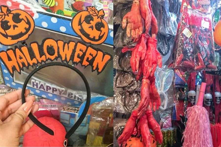 মেরি ফ্লাওয়ার, তালতলা, কলকাতা - নিউ মার্কেট প্রতিটি অনুষ্ঠানের জন্যই থাকে কিছু না কিছু, এবং হ্যালুইন-ও ব্যতিক্রম নয়। ফ্রি স্কুল স্ট্রিটে (কালমানের সেন্ট থমাস ডে স্কুলের ঠিক পাশে) সারি সারি দোকান রয়েছে যেগুলি থেকে পেয়ে যাবেন ভূত সাজার সাজসজ্জা এবং পোশাক। তারা সাধারণত কাস্টমাইজ়ড জন্মদিনের পার্টিগুলির জন্য পোশাক তৈরি করে থাকে। এখানে আপনি পেয়ে যাবেন নকল গেম অফ থ্রোনসের তরোয়াল থেকে মিকি মাউস পর্যন্ত সবকিছু। অক্টোবরে, আপনি যদি হ্যালুইন-এর সামগ্রী খোঁজেন তবে মেরি ফ্লাওয়ার এবং ন্যাশনাল পেপার হাউসের সব ধরনের বাজেটের জন্য আকর্ষণীয় সংগ্রহ রয়েছে।