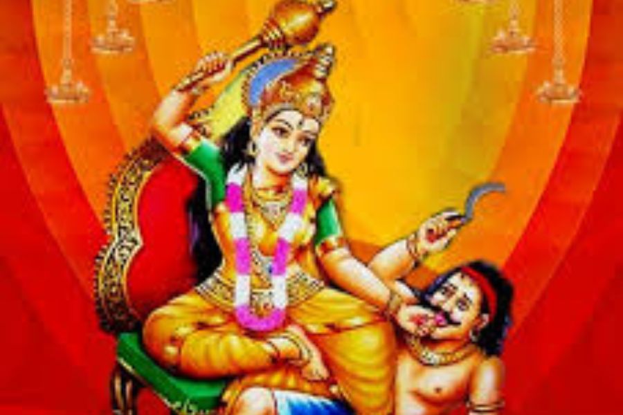 বগালামুখী: বাকশক্তির দেবী। তিনি মহাবিশ্বের সকল ভাষা ও বাক্যকে নিজের মধ্যে ধারণ করেন।