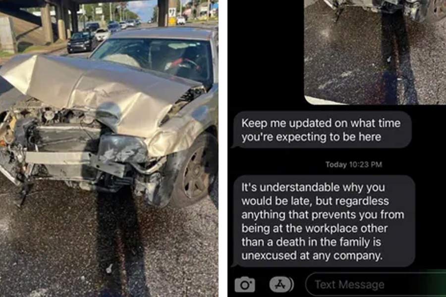 A manager\\\\\\\\\\\\\\\\\\\\\\\\\\\\\\\'s insensitive response after his employee survived a massive car accident