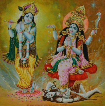 তাঁরা বটকৃষ্ণকে বলেন শ্যামা এবং শ্যাম অভিন্ন। এটি বলার পরেই দু’টি মূর্তি পরস্পরের সঙ্গে মিশে যায় এবং তৈরি হয় এক দেবী মূর্তির। যে মূর্তির রং ছিল সবুজ। 