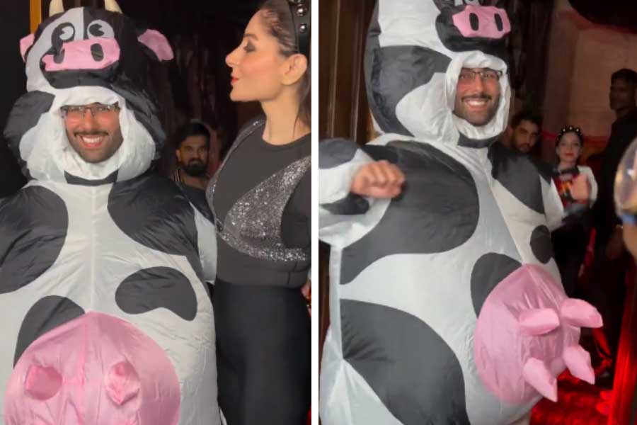 Famous influencer Orry turns into a cow for Halloween party in Mumbai