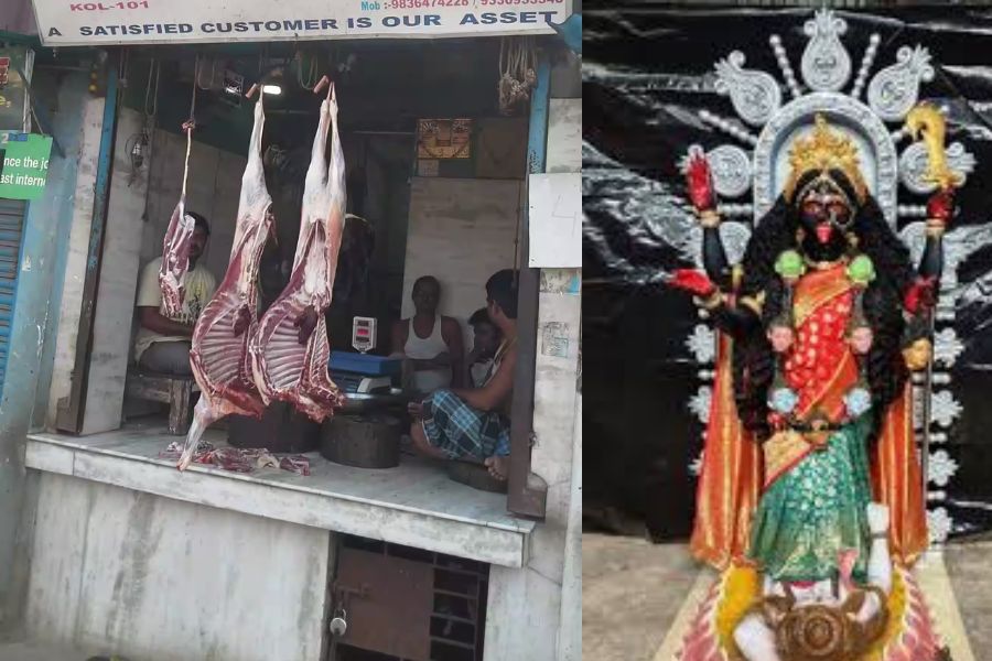 তাই সেই সমস্যা সমাধানের জন্য, বলতে গেলে রাতারাতি গজিয়ে উঠল কিছু কালীমন্দির লাগোয়া মাংসের দোকান। 