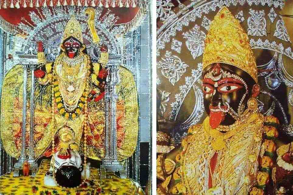 সেই কারণে তথাকথিত কালী মূর্তি থেকে এই মূর্তিটি সম্পূর্ণ রূপে আলাদা। এখানে মা জোড়াসনে উপবিষ্টা। কান ও জিভের কাছটা লক্ষ্য করলে আগের গণেশ মূর্তির আভাস পাওয়া যায়। কালী মূর্তির নীচে শায়িত শিবও সাধারণের চেয়ে একটু আলাদা।   দালান-সহ মন্দিরটি সমতল ছাদের উপর পঙ্খ-অঙ্কিত শিখরযুক্ত চারচালা মন্দির।