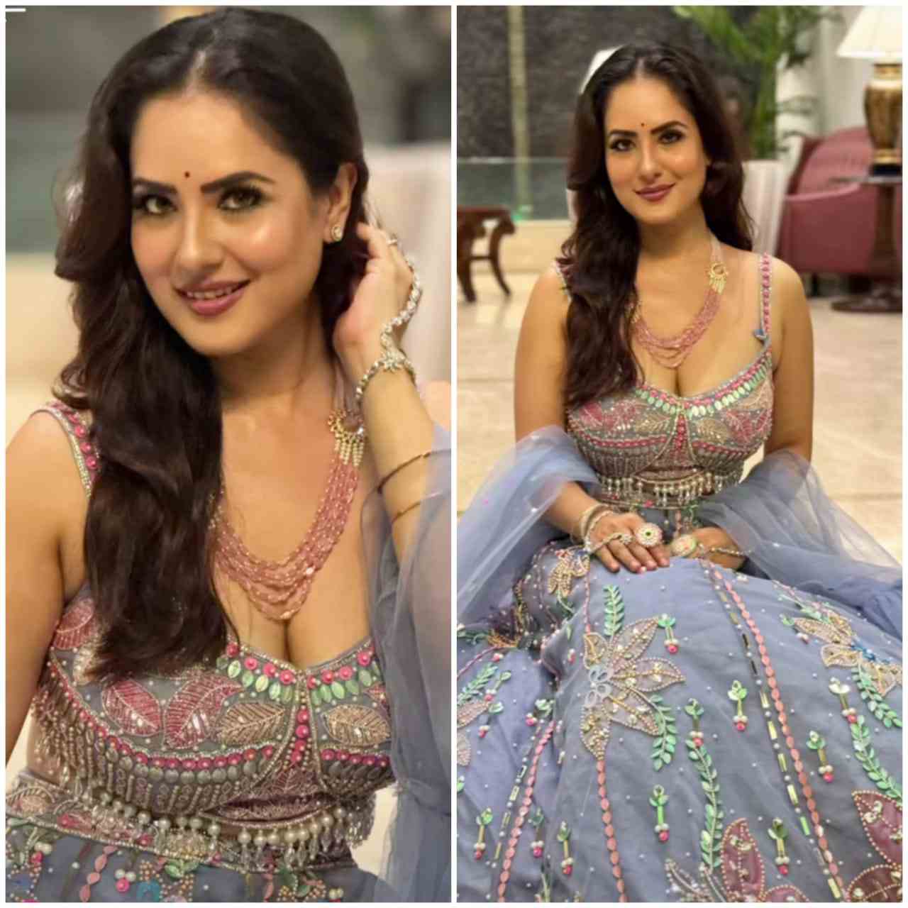 আলোর উৎসবে পূজা বন্দ্যোপাধ্যায়ের সাজ বেশ অভূতপূর্ব। ডিপ নেক কাপ ব্লাউজের সঙ্গে লেহঙ্গা এবং দোপাট্টা। সঙ্গে খুবই সামান্য রূপটান। তাতেই অপরূপা হয়ে উঠেছিলেন অভিনেত্রী। 