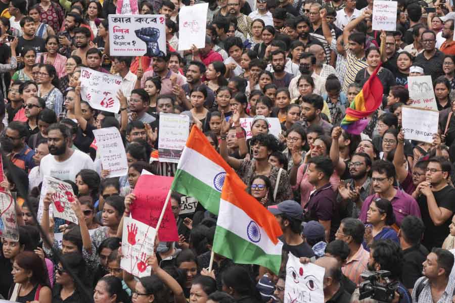 আরজি কর-কাণ্ডের বিরুদ্ধে কলকাতায় প্রতিবাদ।