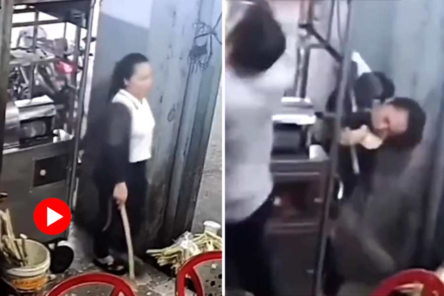 Woman gets stuck on fast rotating blade of a machine got saved miraculously