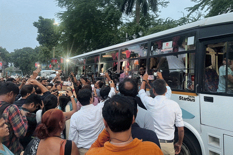 কালীঘাটের পথে আন্দোলনকারীরা। 