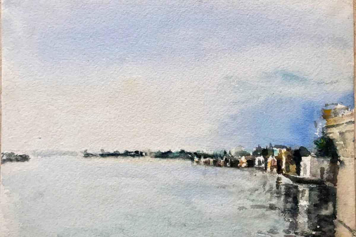 রং ও রেখা: দেবভাষায় আয়োজিত শিল্পী অতুল বসুর প্রদর্শনীর চিত্রকর্ম।