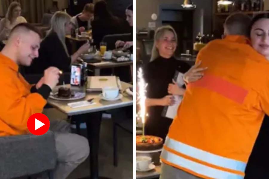 A viral video shows women surprising a lone diner on his birthday