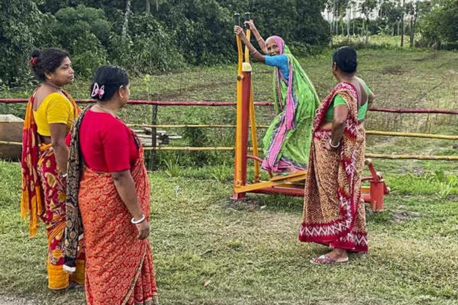 An open air gym for female has been set up in the border area under the initiative of BSF