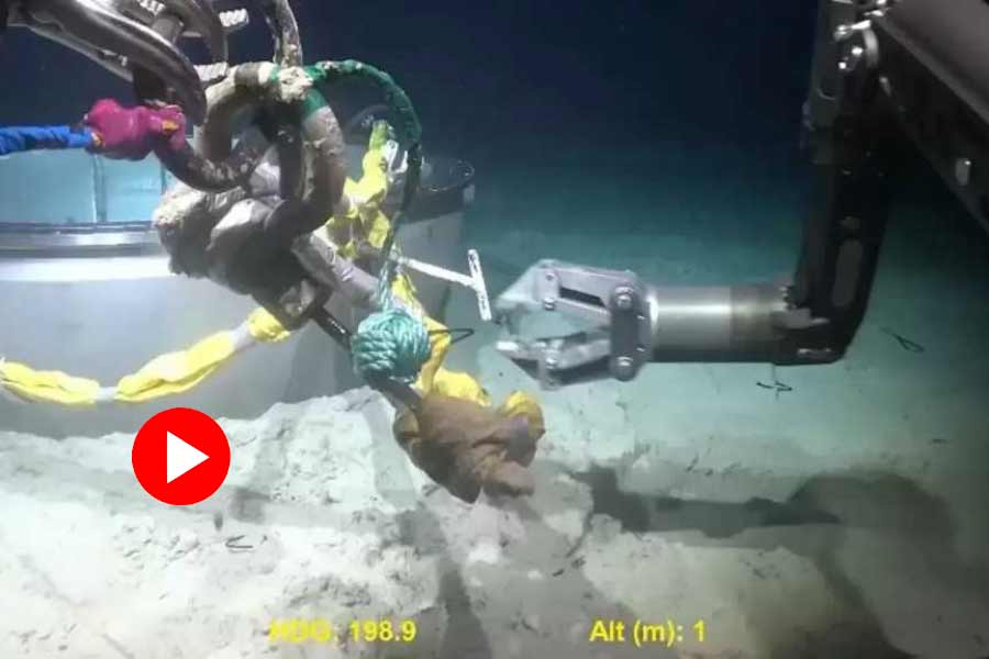 Viral video shows robot arms picking through the Titan wreckage