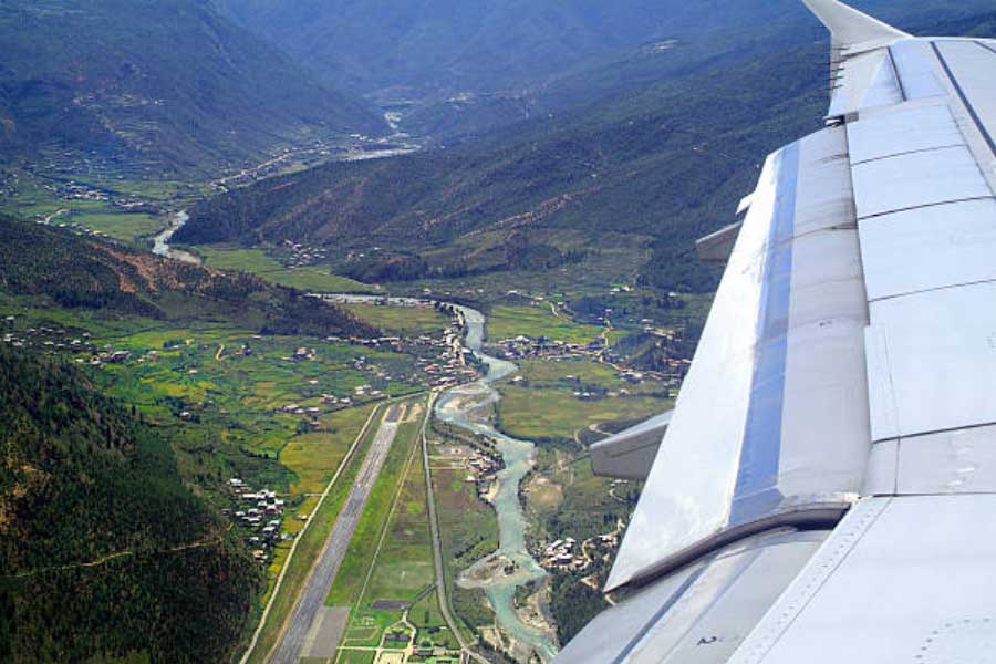 Bhutan Airport landing is very challenging only qualified pilots can handle landing and take-off 