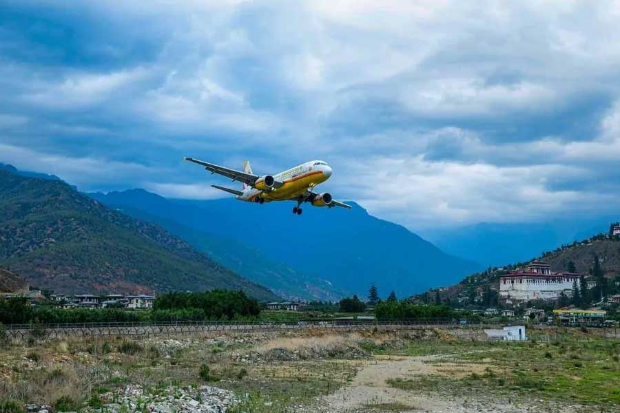 Bhutan Airport landing is very challenging only qualified pilots can handle landing and take-off 
