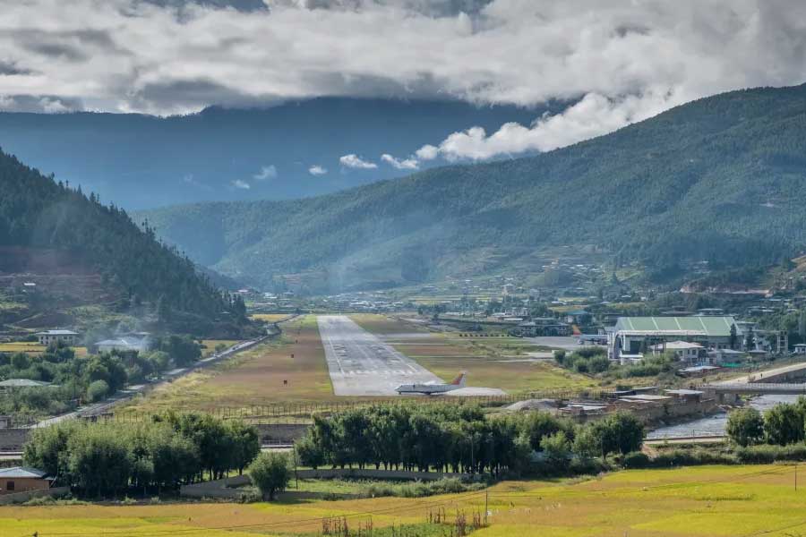 Bhutan Airport landing is very challenging only qualified pilots can handle landing and take-off 