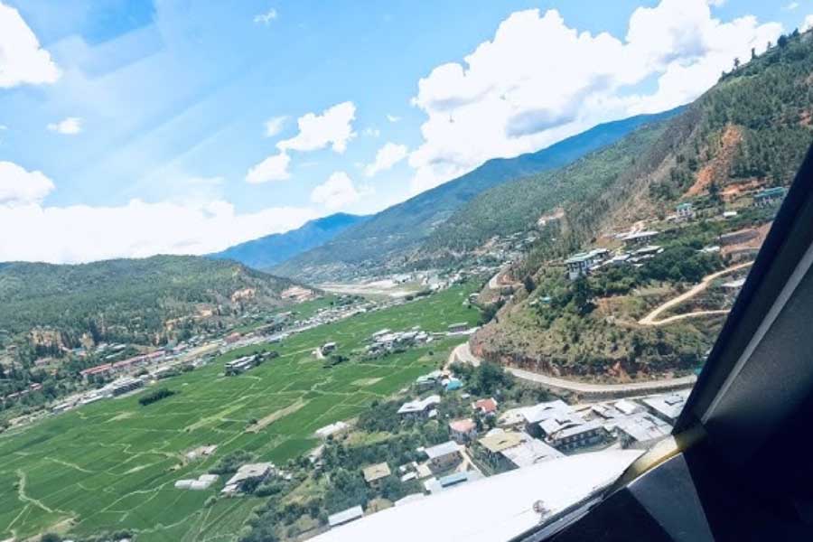 Bhutan Airport landing is very challenging only qualified pilots can handle landing and take-off 