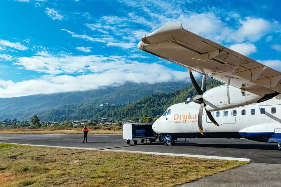 Bhutan Airport landing is very challenging only qualified pilots can handle landing and take-off 