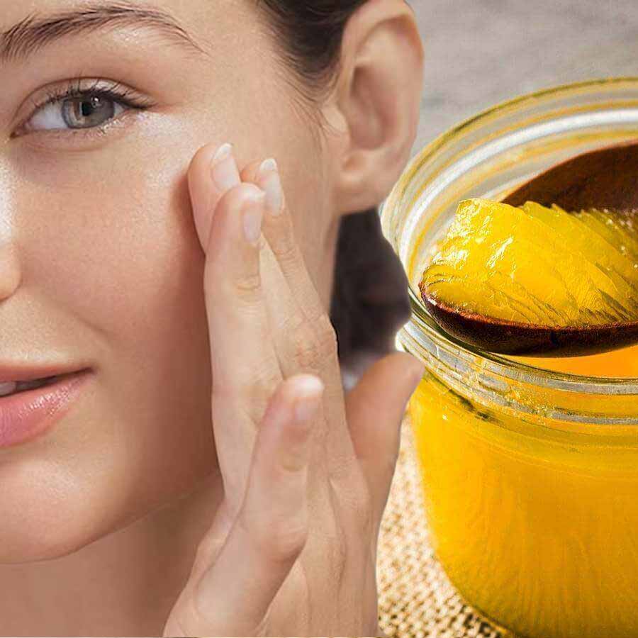 What are the benefits of applying ghee overnight to skin
