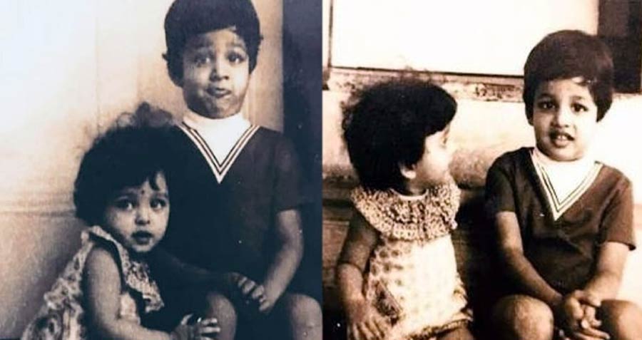 দাদার সঙ্গে পোজ় দিয়ে ছবি।