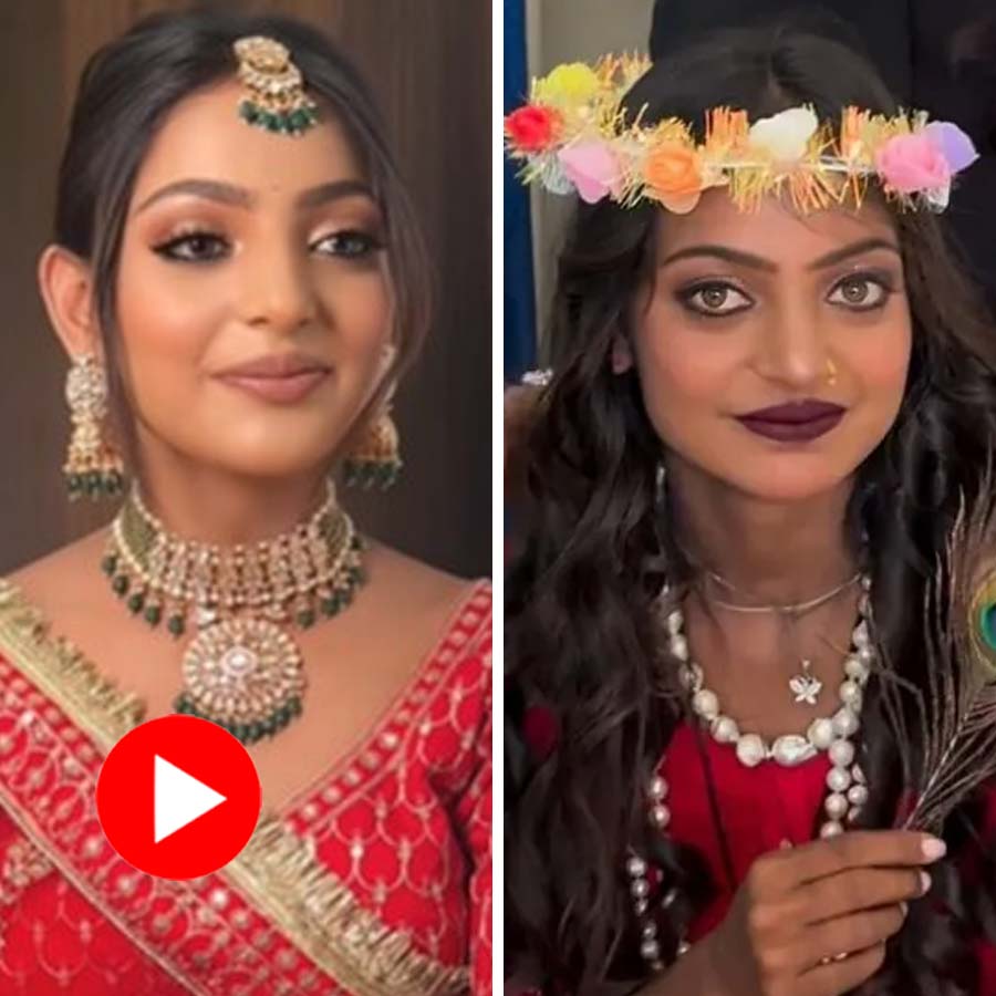 Monalisa Bhonsale aka viral girl of mahakumbh done bridal make up, video goes viral