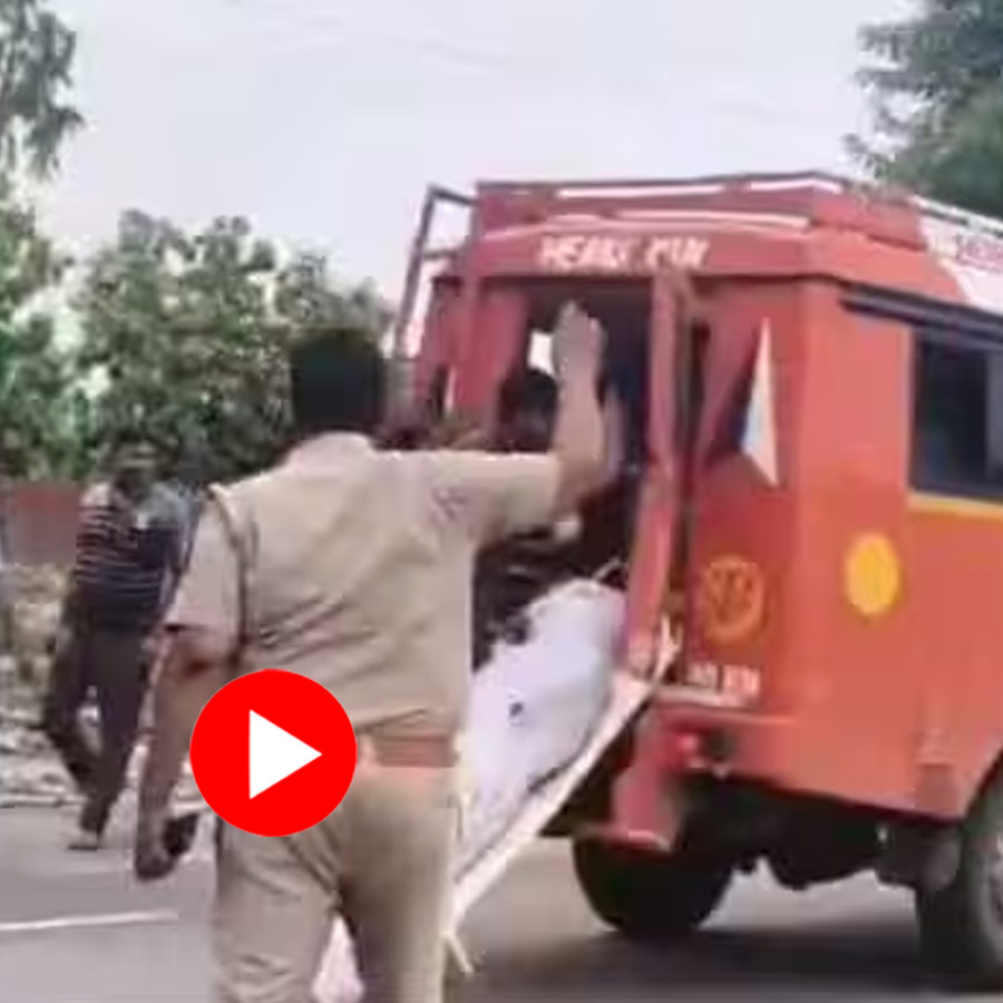 Deceased man falls from moving ambulance