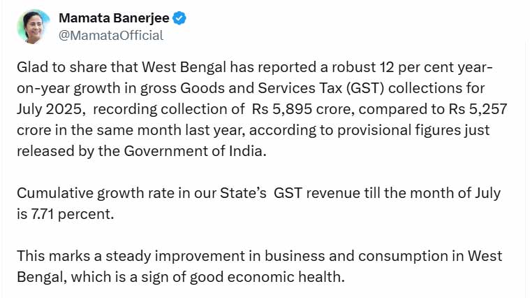 মমতা বন্দ্যোপাধ্যায়ের এক্স পোস্ট।