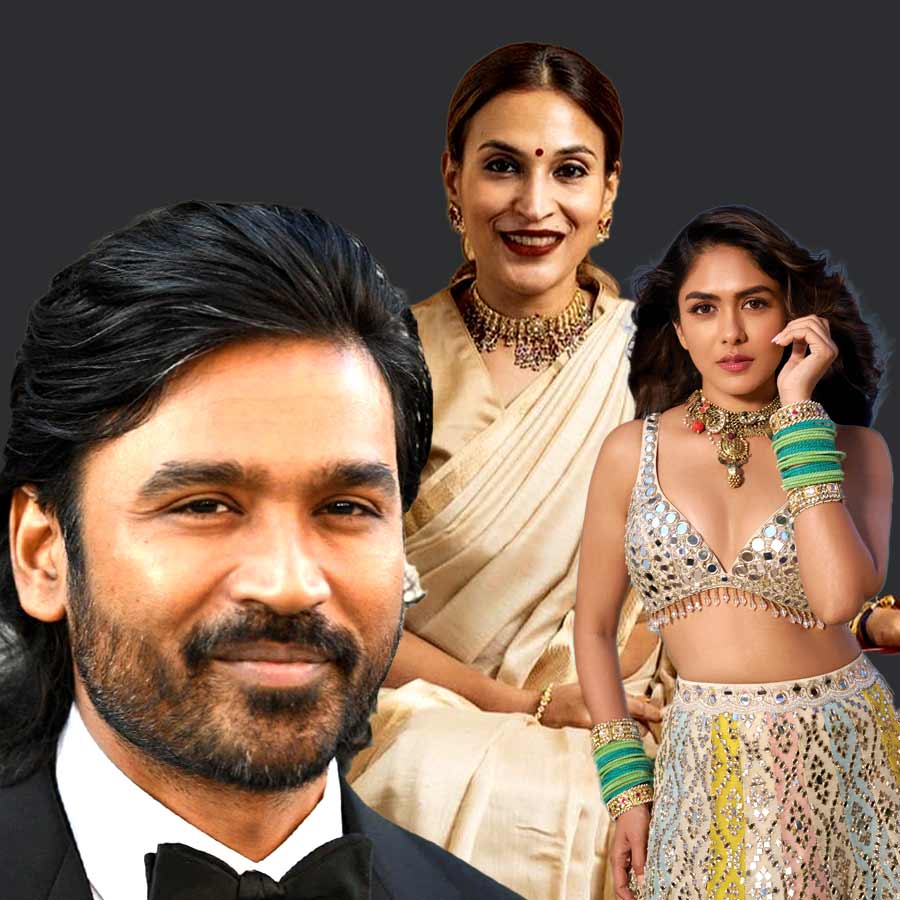 Dhanush with Aishwarya Rajinikanth and Mrunal Thakur