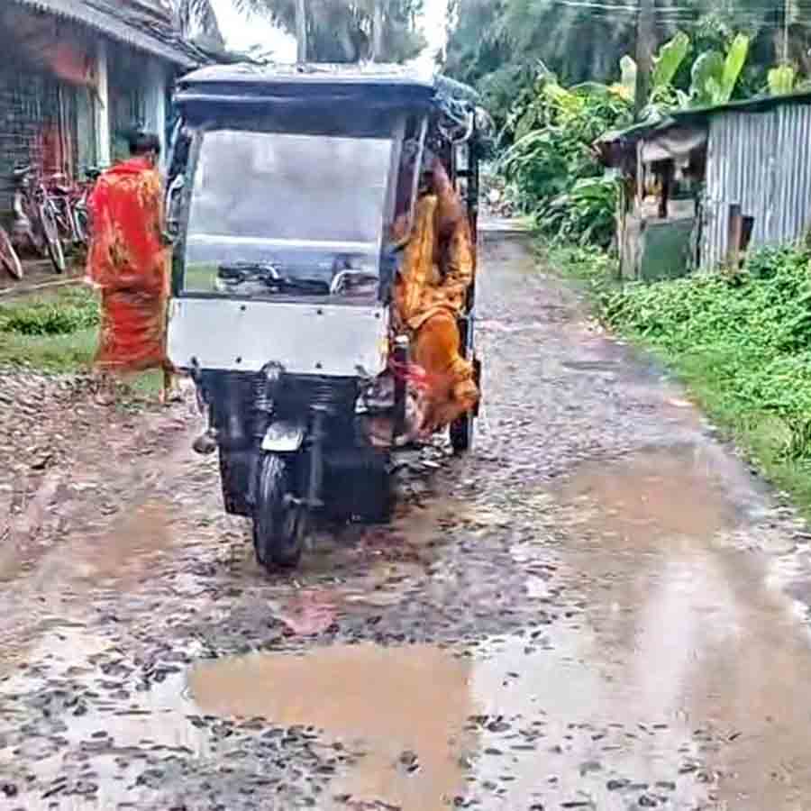 poor condition of road at Basanti