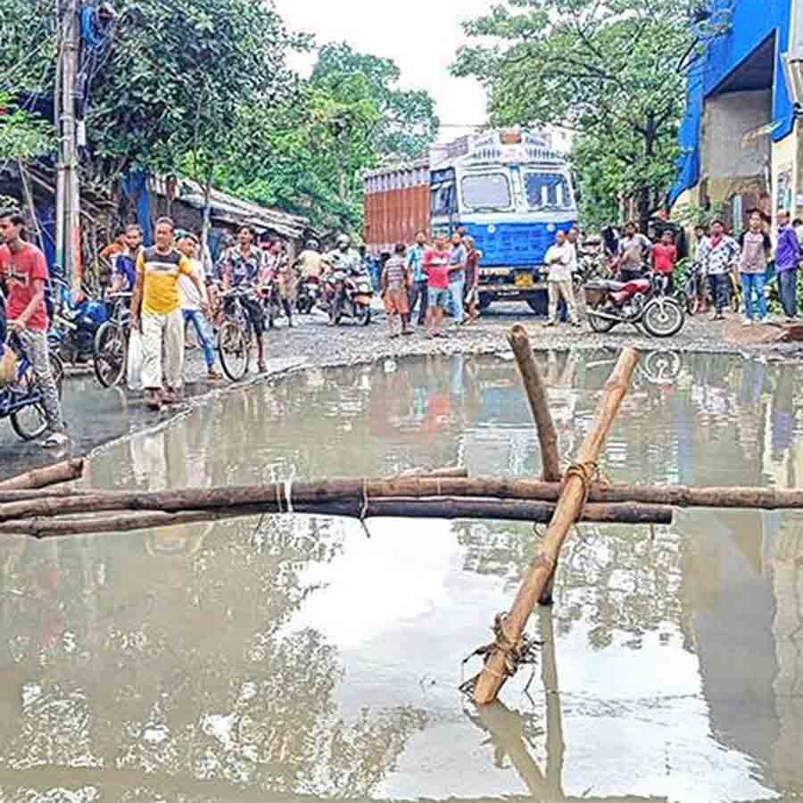 Road impassable due to water and potholes, blockade again