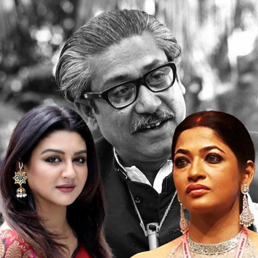 Jaya Ahsan and Azmeri Haque Badhan shared a post on Sheikh Mujibur Rahman dgtl