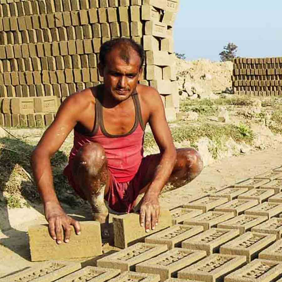 Migrant labour relying on works at brick kiln to earn their living