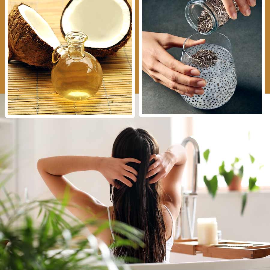 Use a hair mask made by coconut oil and chia seed for healthy hair dgtl