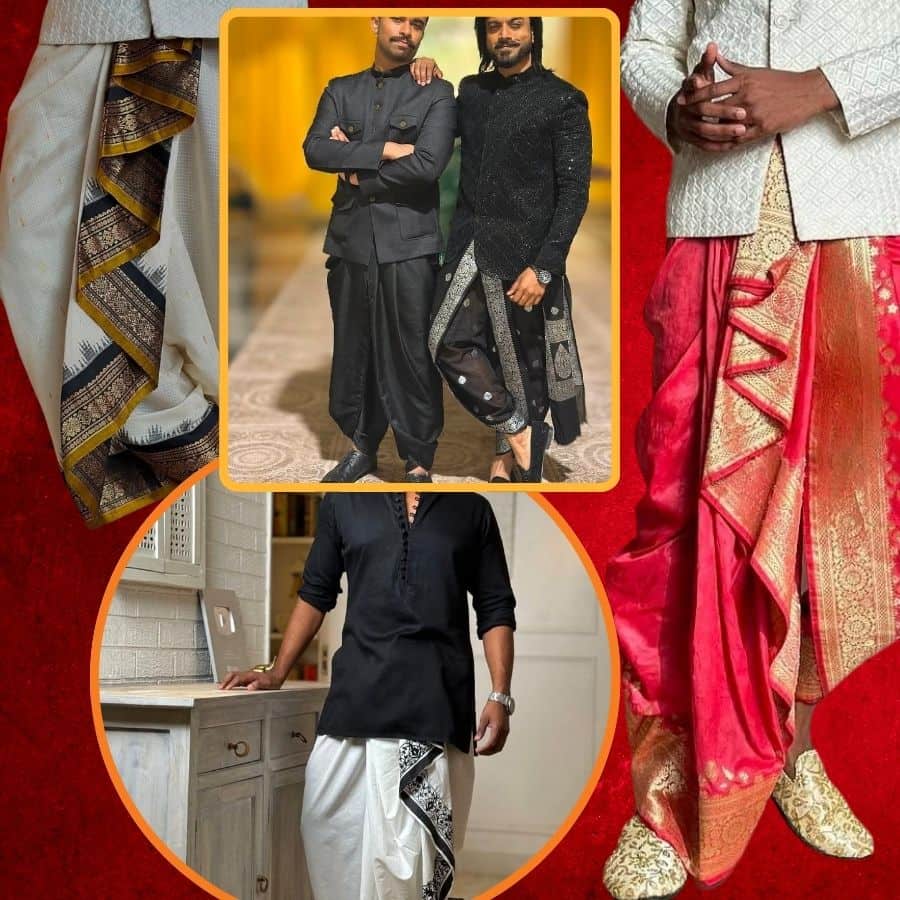 A guide for men to wear saree in dhoti style this Durga Puja dgtl
