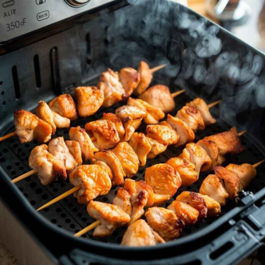 Juicy chicken tikka kebab preparation in air fryer dgtl