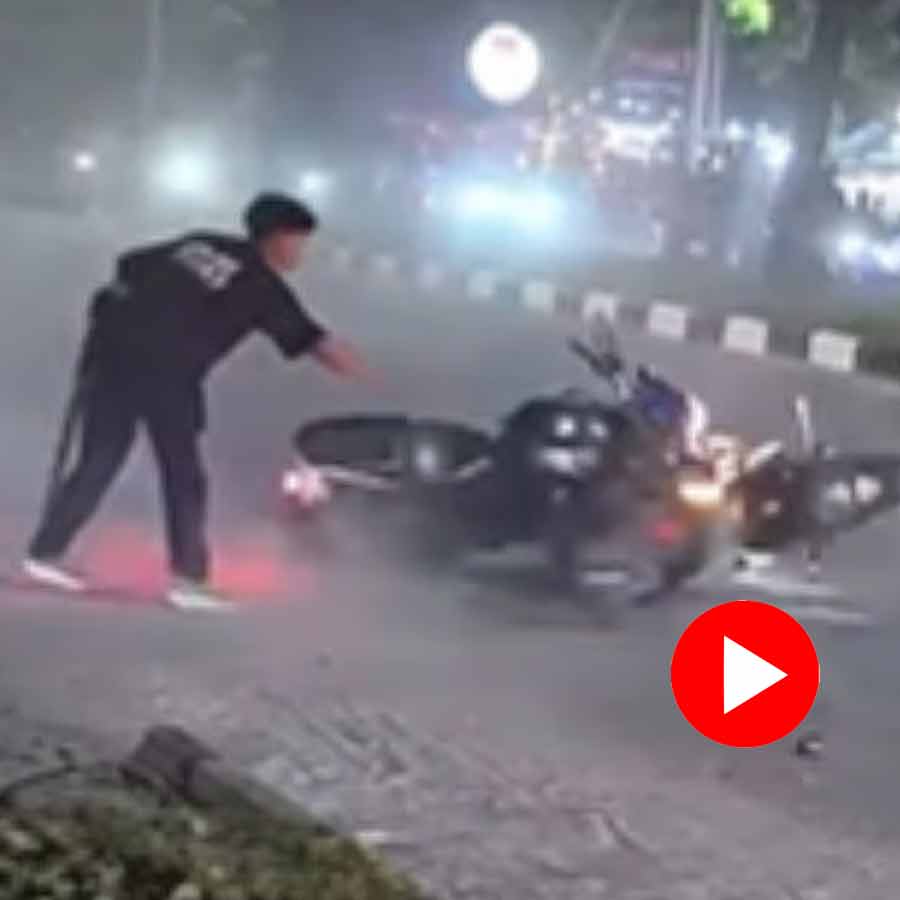 two bikes were seen engaged in a couple dance