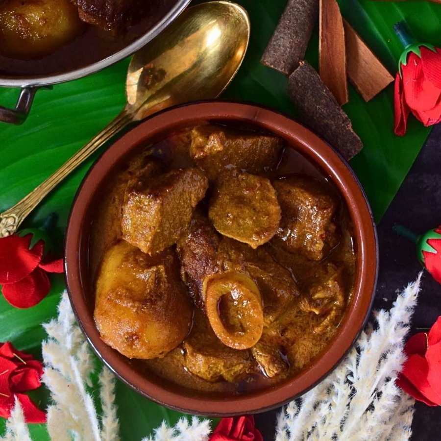 The Authentic Bengali Niramish Mangsho or Mutton recipe Without Onion and Garlic for Durga Puja dgtl