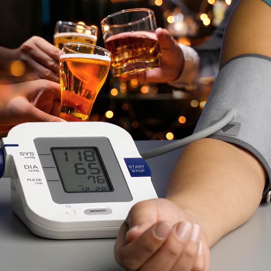 Alcohol may affect your blood pressure in various way