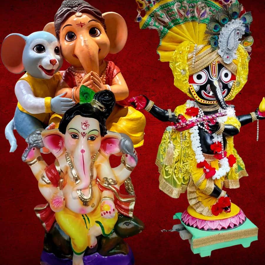 Cute Ganesh Idols Draw Crowds at Kumartuli Ahead of Puja dgtl