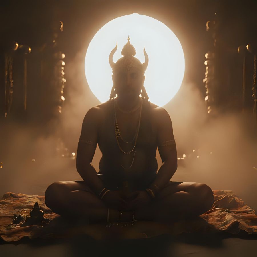 ২। সেই সময়ে রাবণ নিজেই দুর্গার শরণ নিলেন, স্তবপাঠে মন দিলেন একাগ্র হয়ে।