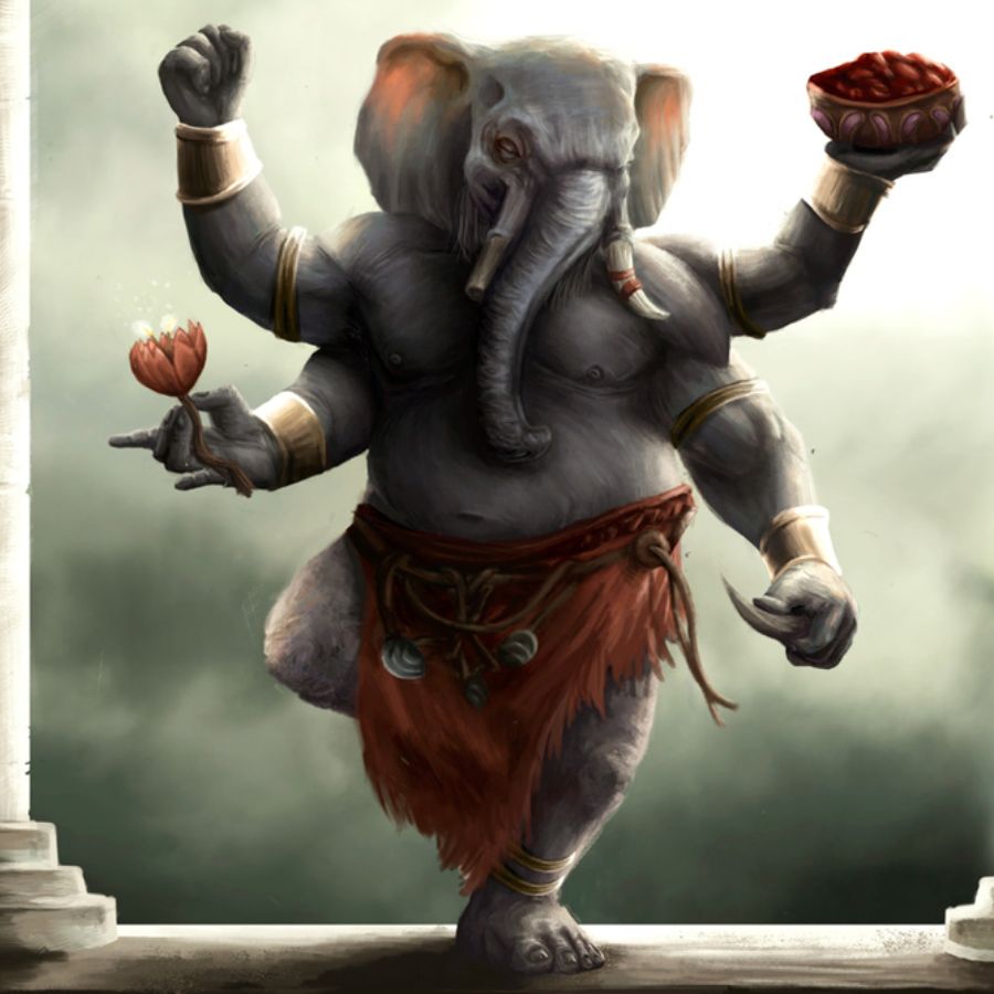 বিঘ্নরাজ রূপে এসে গণেশ শুধুমাত্র একটি ফুল ছুঁড়েই অহংকারী মমাসুরকে কাবু করে ফেলেছিলেন।