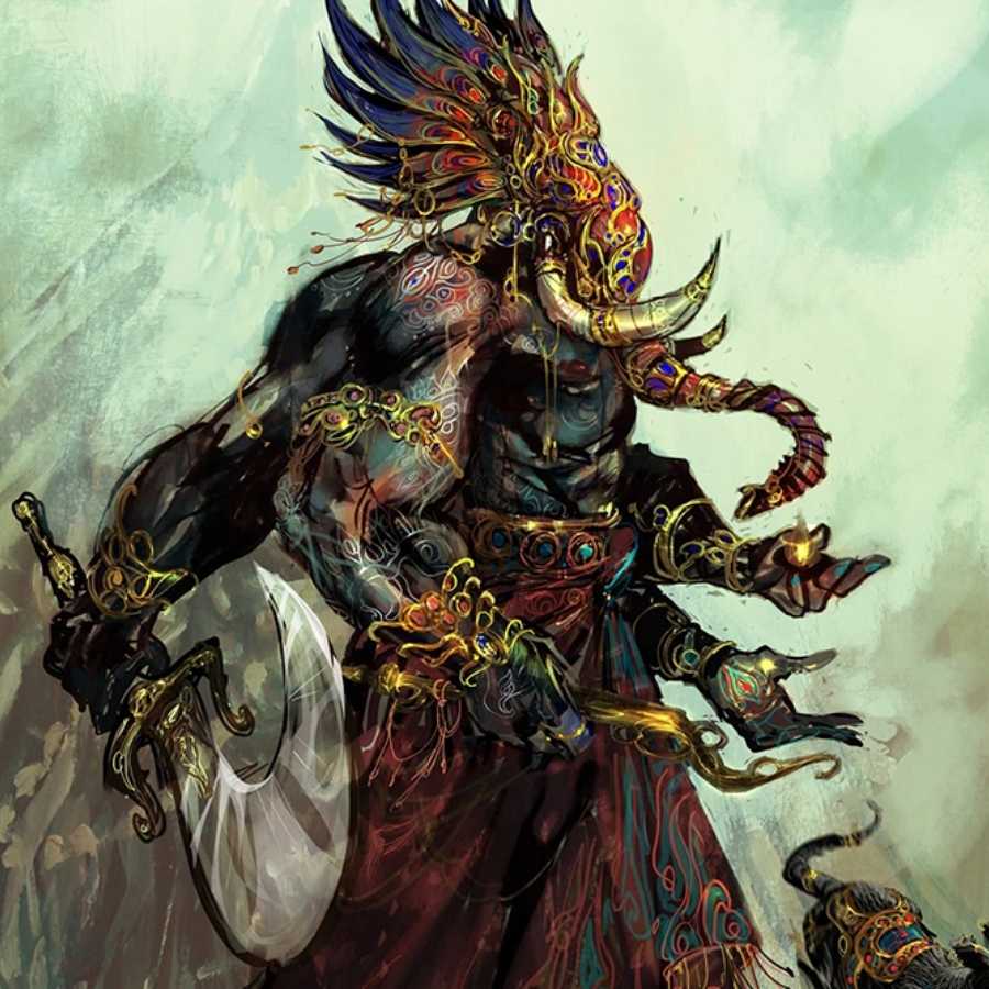 অভিমানাসুরকে পরাজিত করতে এসেছিলেন ধূম্রবর্ণ। (এই প্রতিবেদনটি ‘আনন্দ উৎসব’ ফিচারের একটি অংশ।)