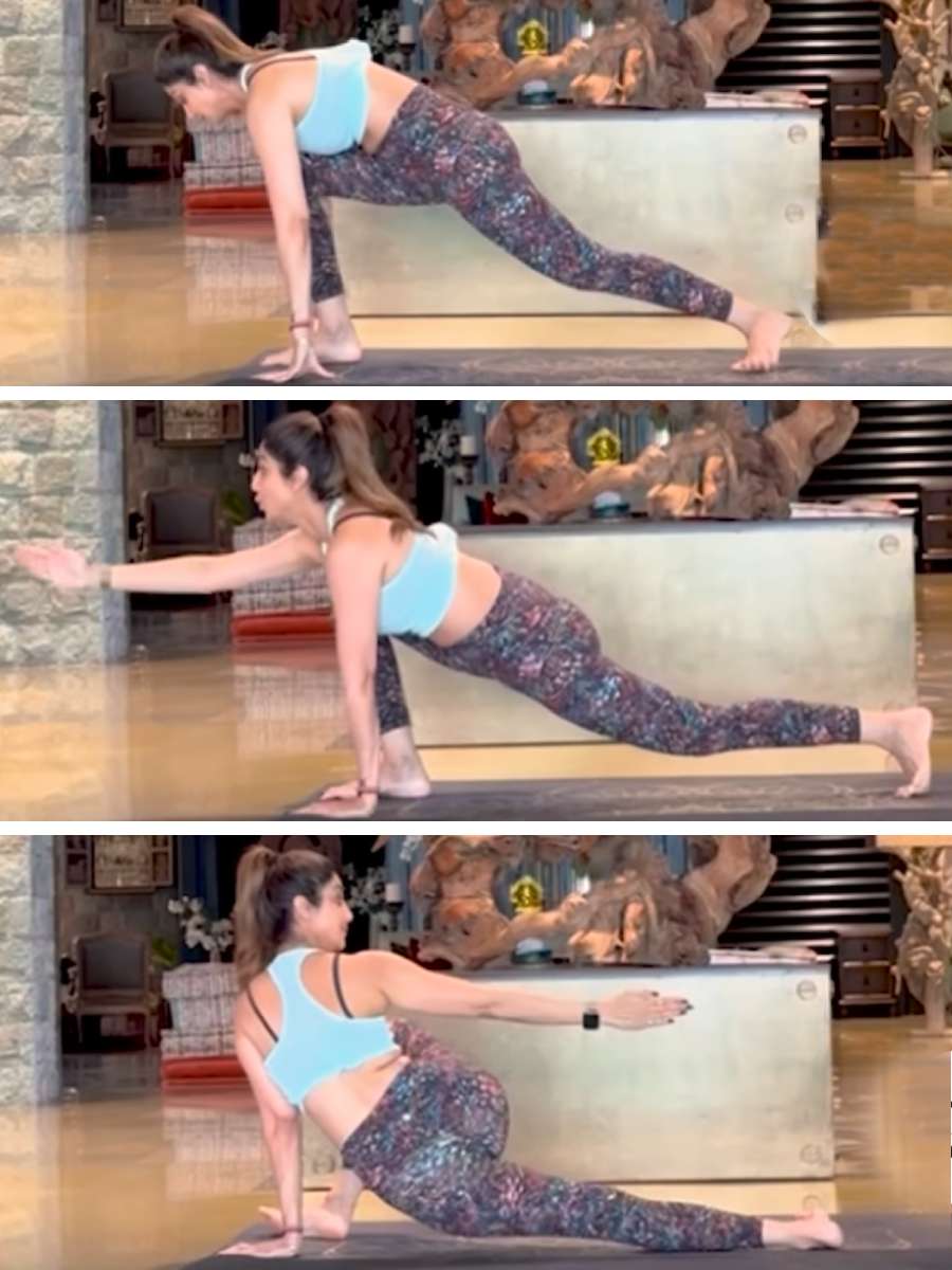 ধাপে ধাপে অশ্ব সঞ্চালনাসন করে দেখালেন শিল্পা। 