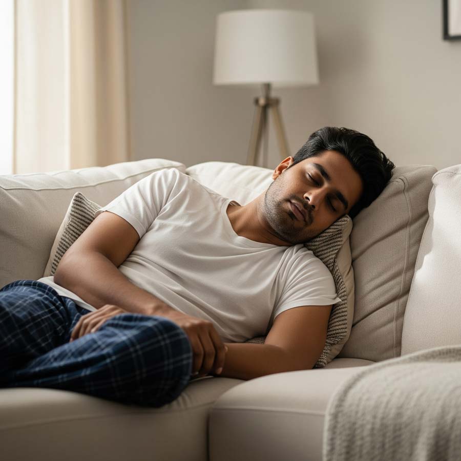 Why you might feel sleepy on the couch but not in bed