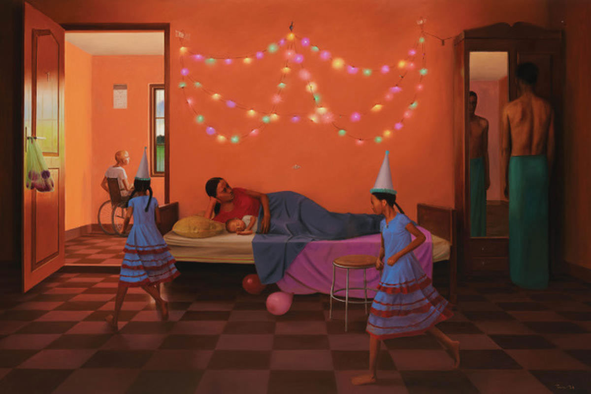 ছায়া-সুনিবিড়: বিড়লা অ্যাকাডেমিতে শিল্পী টম ওয়াট্টাকুজ়ির একক প্রদর্শনীর চিত্রকর্ম।