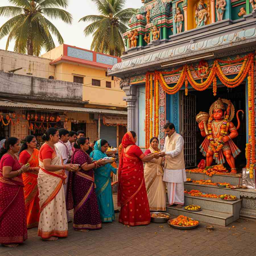 donating things to hanuman mandir