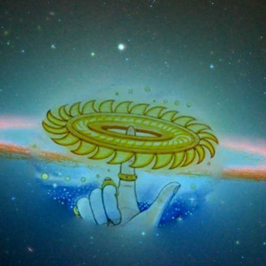 দেবীর হাতে থাকা চক্র আদতে দৃঢ়তা এবং সংহতির প্রতীক। একই সঙ্গে এই চক্রের মাধ্যমে বোঝানো হয় সমস্ত সৃষ্টির কেন্দ্রে রয়েছেন স্বয়ং দেবী দুর্গা। বিষ্ণু তাঁকে এই অস্ত্র দিয়েছিলেন। 