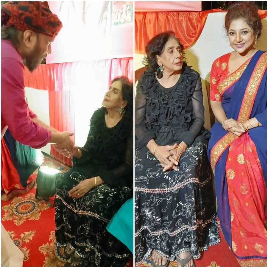 এক ফ্রেমে দেবজ্যোতি মিশ্র, সাবিত্রী চট্টোপাধ্যায়, মালবিকা সেন।