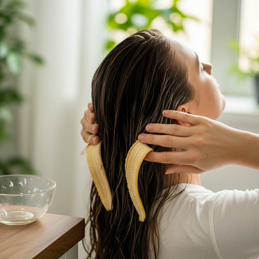 how to use banana peel to get healthy looking and shiny hair dgtl