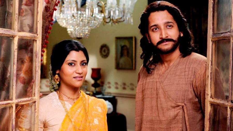 ‘কাদম্বরী’ ছবিতে কঙ্কনা সেনশর্মা, পরমব্রত চট্টোপাধ্যায়।