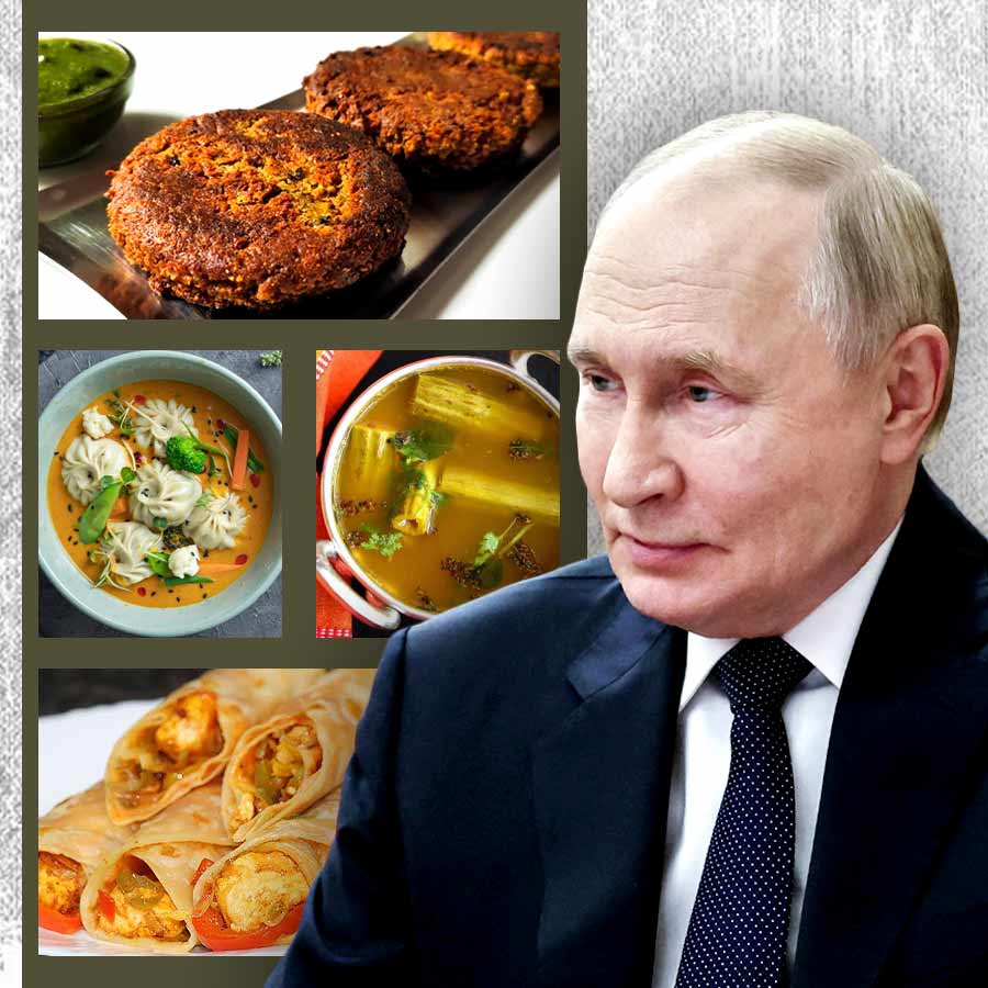 Russian President Putin was served a lavish vegetarian menu at a state dinner at Rashtrapati Bhavan